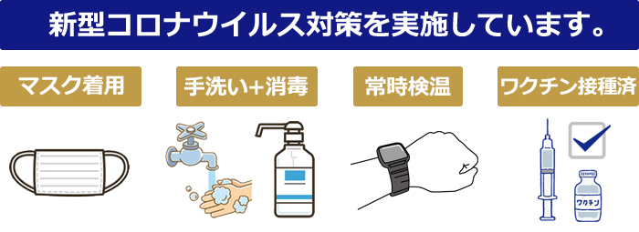 新型コロナウイルス対策実施中